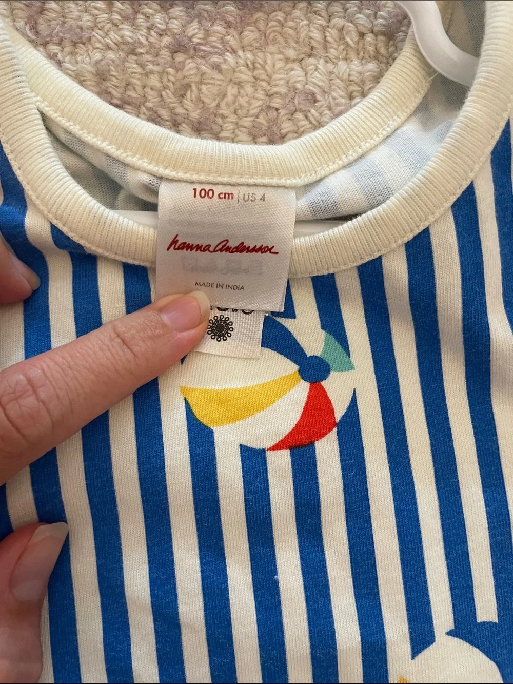 Hanna Andersson Blue and White Striped Beach Ball Tank Dress